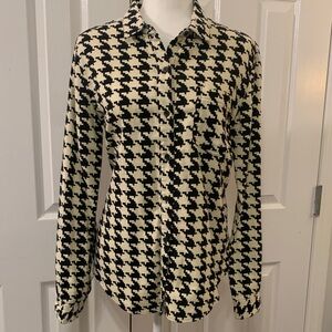 BDG Black and Cream Houndstooth Flannel Button Down Shirt